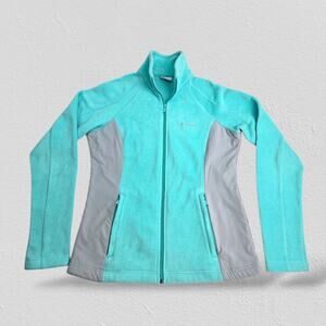 Columbia Light Blue Gray Fleece Jacket Women’s Size Large